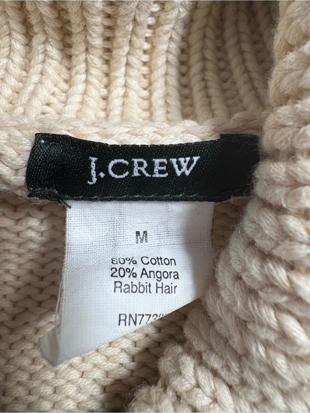 J. Crew Vintage Cotton Angora Cardigan Sweater Medium Cream Oversized Collar - Picture 2 of 6
